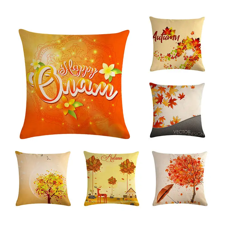 cheap Practical Boutique Autumn Maple Leaf Printed Sofa Bed Home Decoration Festival Pillow Case Cushion Cover ZY754