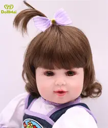 Bebes reborn baby girl реалистичные силиконовые куклы 22 дюймов 55 см настоящие Детские Новорожденные куклы Детский подарок