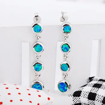 

Bamos Female Long Fire Opal Drop Earrings Rainbow Stone Earrings White Gold Filled Vintage Jewelry For Women Wedding Best Gifts