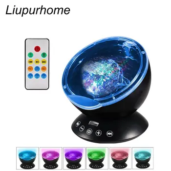 

LED Starry Sky Night Light 7 Colors Remote Control Ocean Wave Projector with Music Lamp USB Charging Bedroom Bedside Light MYC