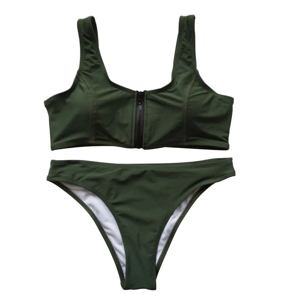 2018 Europe and Americabikini Amazonwish New models are on sale Front zipper swimsuit two-piece suit Shu brocade explosion models