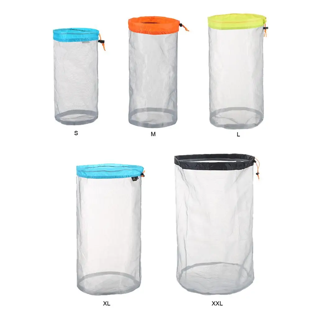 

5PCS Outdoor Storage Bag Stuff Sacks Ultra-Light Mesh Net Organizer Bags Down Mesh Packs For Travel Camping Hiking