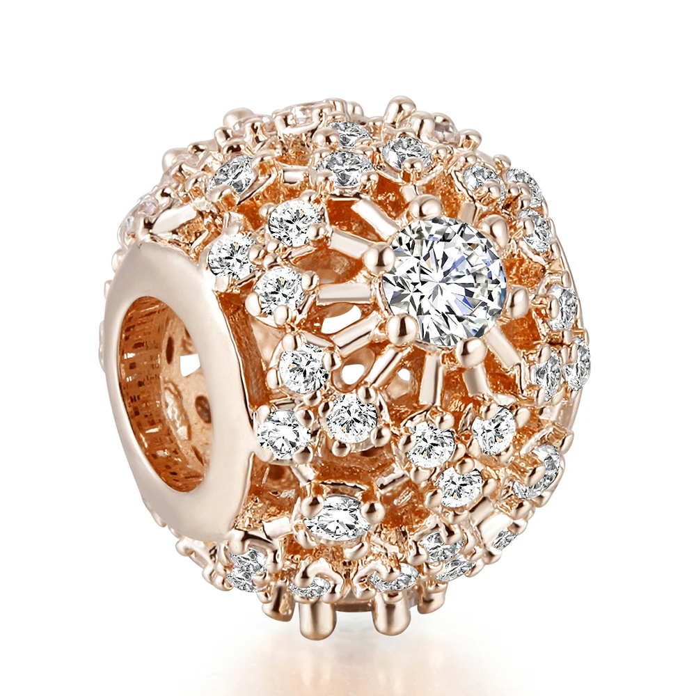 

Pandulaso Rose Golden Crystal Beads for Women DIY Jewelry Making Fit Silver 925 Charms Original Bracelets Inner Radiance Beads