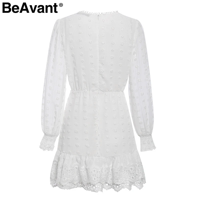 BeAvant сексуальный белое шифоновое платье с длинными рукавами и кружевными платьями женщин