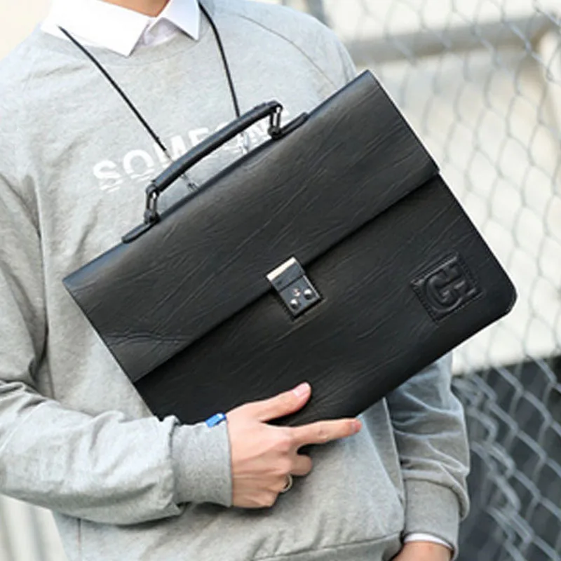 

Men's PU Leather Clutch Bag Black Leisure Envelope Bag Business Fashion Weaving Bag File Package Portable Wrist Bag