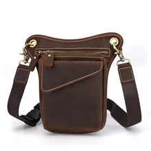 Men Geunine Leather Messenger Shoulder Bag Hip Bum Belt Pack Crazy Horse Cowhide Crossbody Casual Fanny Waist Drop Leg Bags