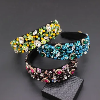 

Handmade Wedding Hair AccessoriesLuxury Charm Baroque Sequins Bead Crown Tiara Hair Bands Crystal Headband 202