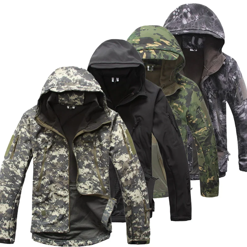  Army Camouflage Coat Military Tactical Jacket Men Soft Shell Waterproof Windproof Jacket Winter Hoo