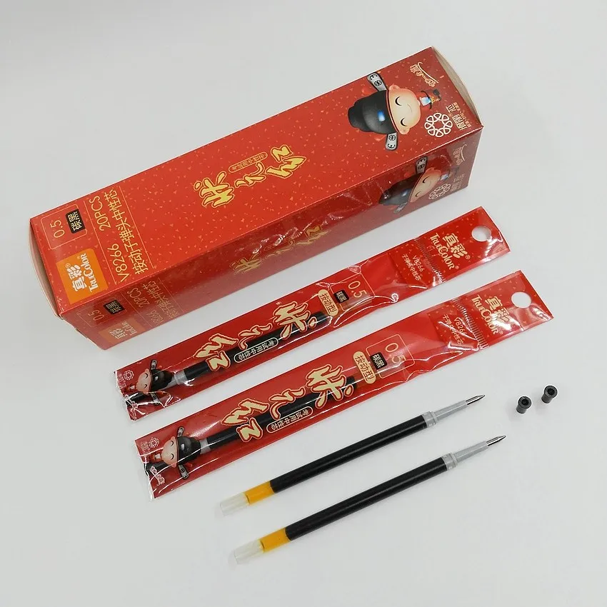 

[TrueColor] (10 Pieces/Lot) Press Type Bullet Tip Neutral Ink Black 0.5mm Gel Pen Refills For Writing Office Supplies V8266