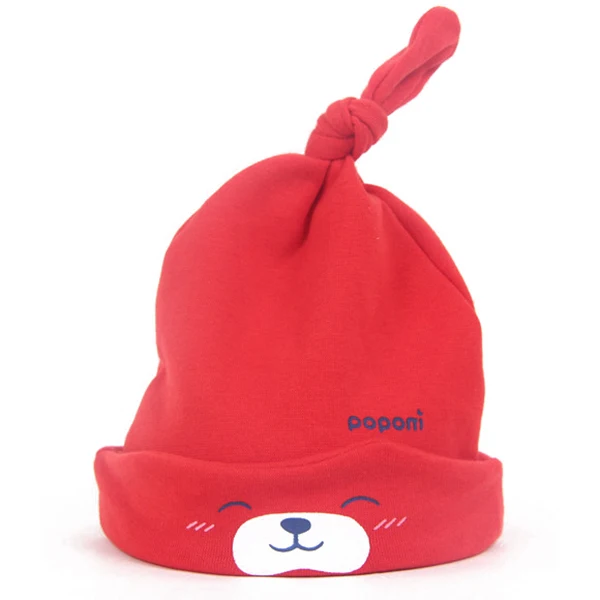 Высококачественные милые однотонные теплые шапки с рисунком для новорожденных; сезон весна-осень; новые мягкие хлопковые эластичные шапки для маленьких мальчиков и девочек - Цвет: Red