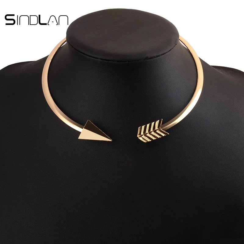 

Sindlan Necklace Fashion Ethnic Wind Jewelry Bohemia Simple Vintage India Arrow Metal Round Choker Necklace For Women