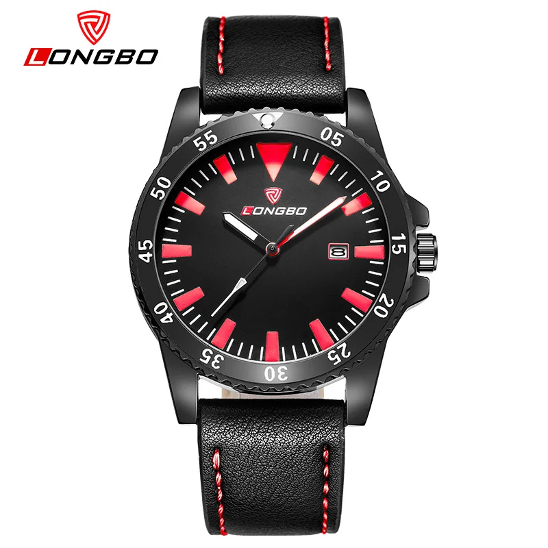 

LONGBO Mens Watches Top Brand Luxury Military Sports Leather Quartz Watch Men Wristwatches Relogio Masculino