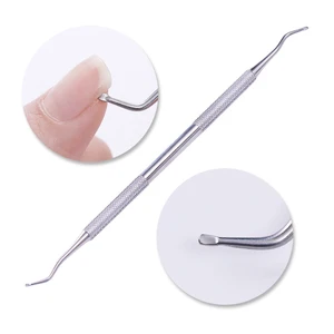 Двусторонний толкатель для кутикулы ногтей из нержавеющей стали корректор канавок для удаления маникюра дизайн ногтей Педикюр инструмент - изображение