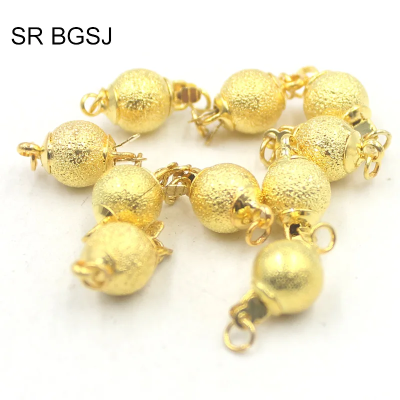 

Free Shipping 10 Pcs Wholesale Jewelry Findings Design DIY Making Stardust Gold Plated Round Ball Clasp