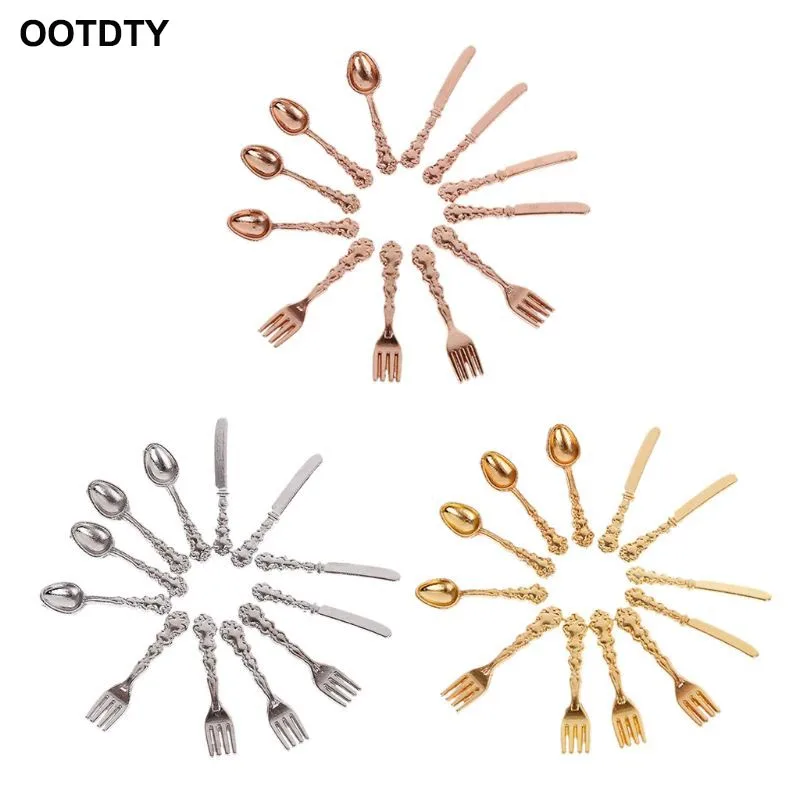 

12PCS Simulation Fork Knife Kitchen Food Furniture Toy Dollhouse Miniature 1:12