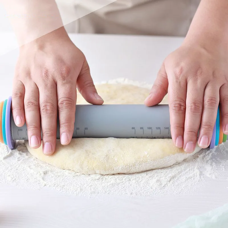 

Multifunctional Thickness Adjustable Rolling Pin Easy Clean Silicone Rolling Pins Fondant Roller Cake Pastry Bakeware Tools
