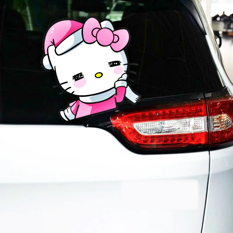 Volkrays мультфильм автомобиль стикеры интимные аксессуары прекрасный рисунок «hello kitty» забавная Наклейка украшения для peugeot hyundai Nissan Toyota Smart Mini