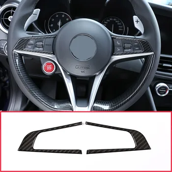 

2pcs Carbon fiber Style For Alfa Romeo Giulia Stelvio 2017 2018 2019 ABS Chrome Steering Wheel Decoration Frame Trim Accessories