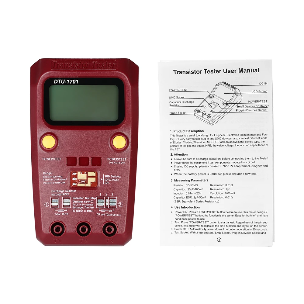 Цифровой ESR MOS/PNP/NPN SMD тестер Транзистор компонент микросхемы сопротивления