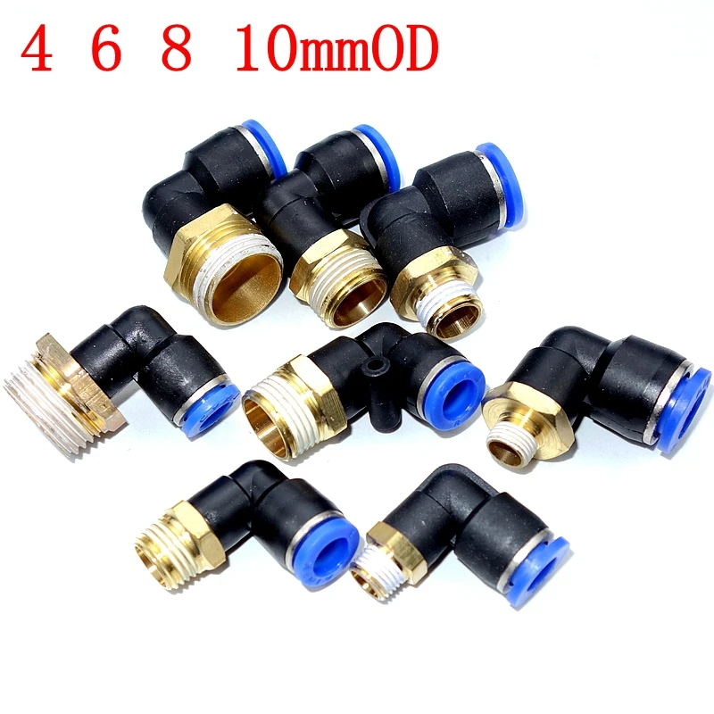 Пневматический фитинг мужской локоть 6 мм 8 10 до 1/8 &quot1/4&quot 3/8 &quot1/2&quot Bsp|pneumatic push