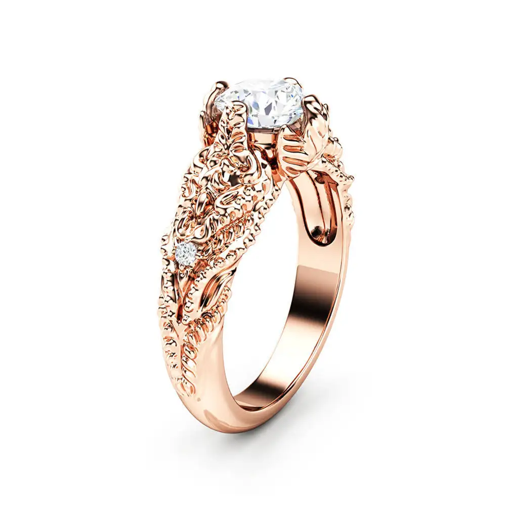 

2018 New Rose Gold Color Wedding Rings For Women Trendy Big Cubic Zirconia Crystal Finger Rings Engagement Annel Jewelry