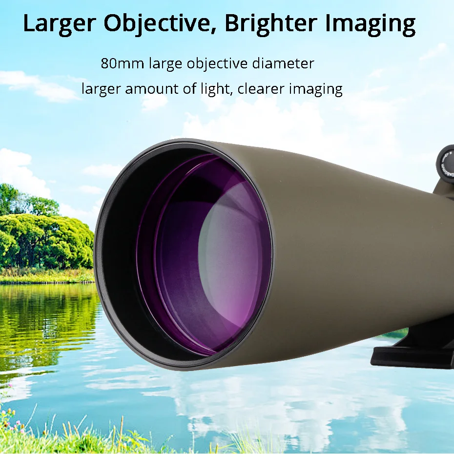 Goede Svbony Spotting Scope 20 60x80 Zoom Monoculaire Telescoop Multi Coated Optiek Refractor Spyglass Telescoop Waterdicht w Statief voor jagen, schieten, boogschieten, vogels kijken