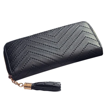 

New Arrive 1Pc Women Leather Card Phone Holder Long Arrow Wallet Checkbook Tassel Handbag Purse