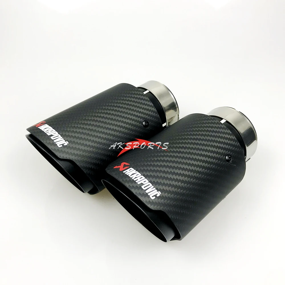 

1PC Black Coated Universal Various Sizes Akrapovic Carbon Fibre Straight Matte Car Exhaust Muffler Tip For BMW w222