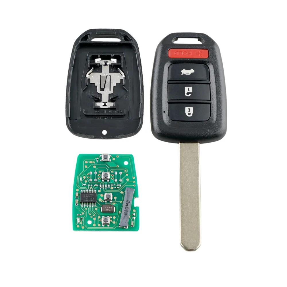 BHKEY 3+ 1 кнопки дистанционного ключа для Honda MLBHLIK6-1T 313,8 МГц PCF7961 чип для Honda согласия спорта Accord LX Civic 2013