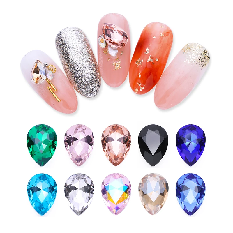 

10 Pcs/Bag Nail Rhinestones Flat Back Mix-sized AB Color Manicure Tips Colorful 3D Nail Art Decoration