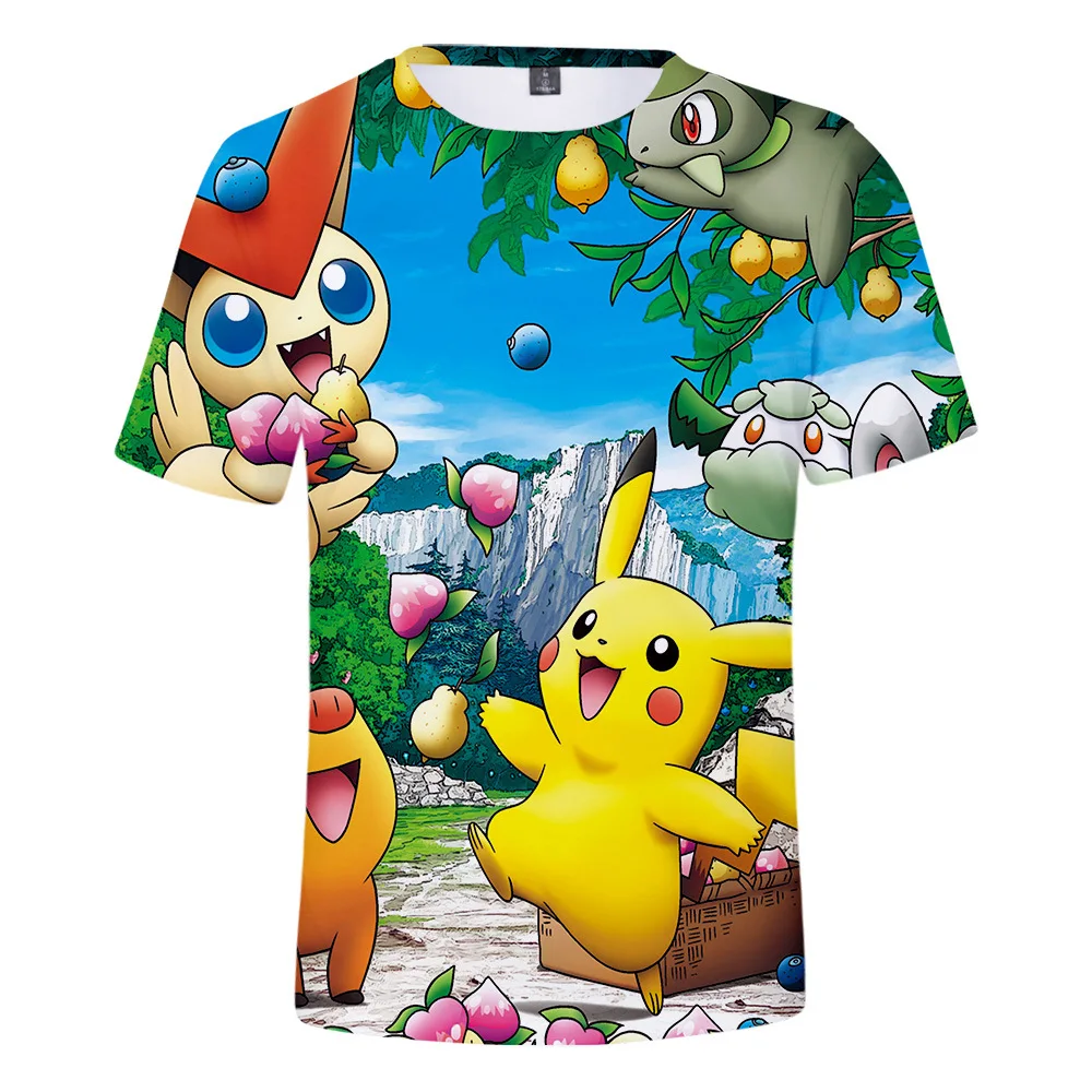 Z& Y От 3 до 20 лет/ г. Новая летняя одежда футболки с покемоном футболка с короткими рукавами и 3D принтом Пикачу для мальчиков-подростков повседневные топы