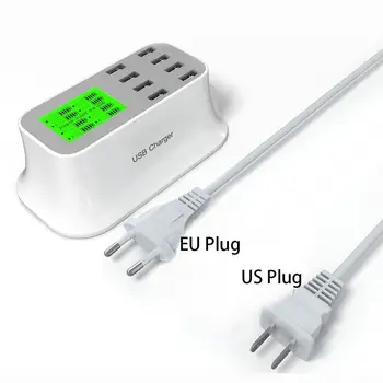 

Portable 8 Port USB Wall Charger Smart Charging EU US Plug Adapter USB Socket with LED Display For Tablet Cell Phone