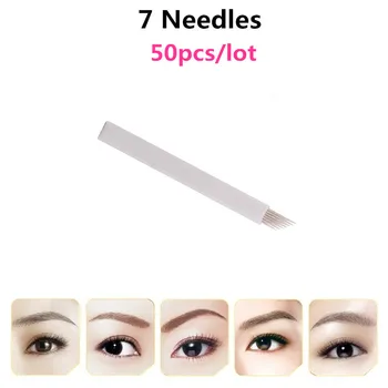 

50PCS/lot Famous Brand S7 Professional Permanent Makeup Manual Eyebrow Tattoo Needle Blade 7 pin Needles free shipping