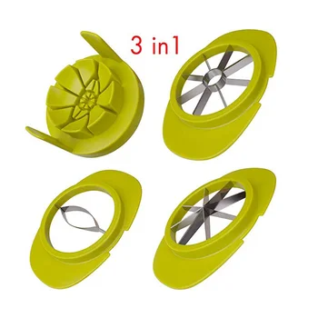 

3-in-1 Multifunction apple Pear Mango Tomato Orange Pitaya Fruit Vegetables Slicer Corer Cutter with Common Base, Kitchen Gadget