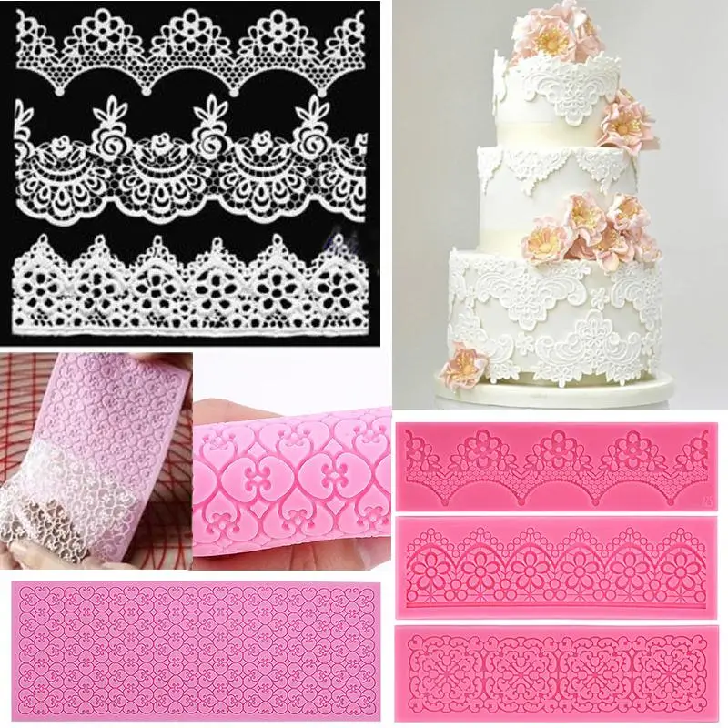 Hot Silicone Lace Mold Mould Sugar Craft Fondant Mat cake ...