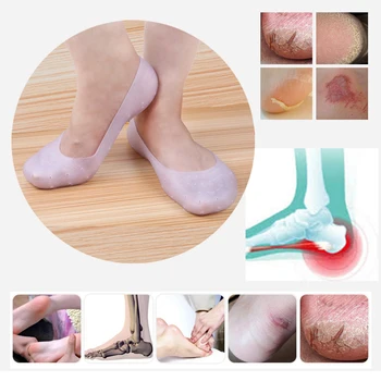 

2 Pcs/pair Silicone Socks Repair Feet Calluses Cracking Foot Whitening and Moisturizer Silica Gel Insoles Relieve Foot Pain