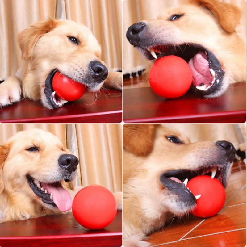 3 размера красный нетоксичный твердый натуральный резиновый прыгающий ПЭТ мячик для собаки супер прочность молярный укус устойчивая тренировка жевательная игрушка