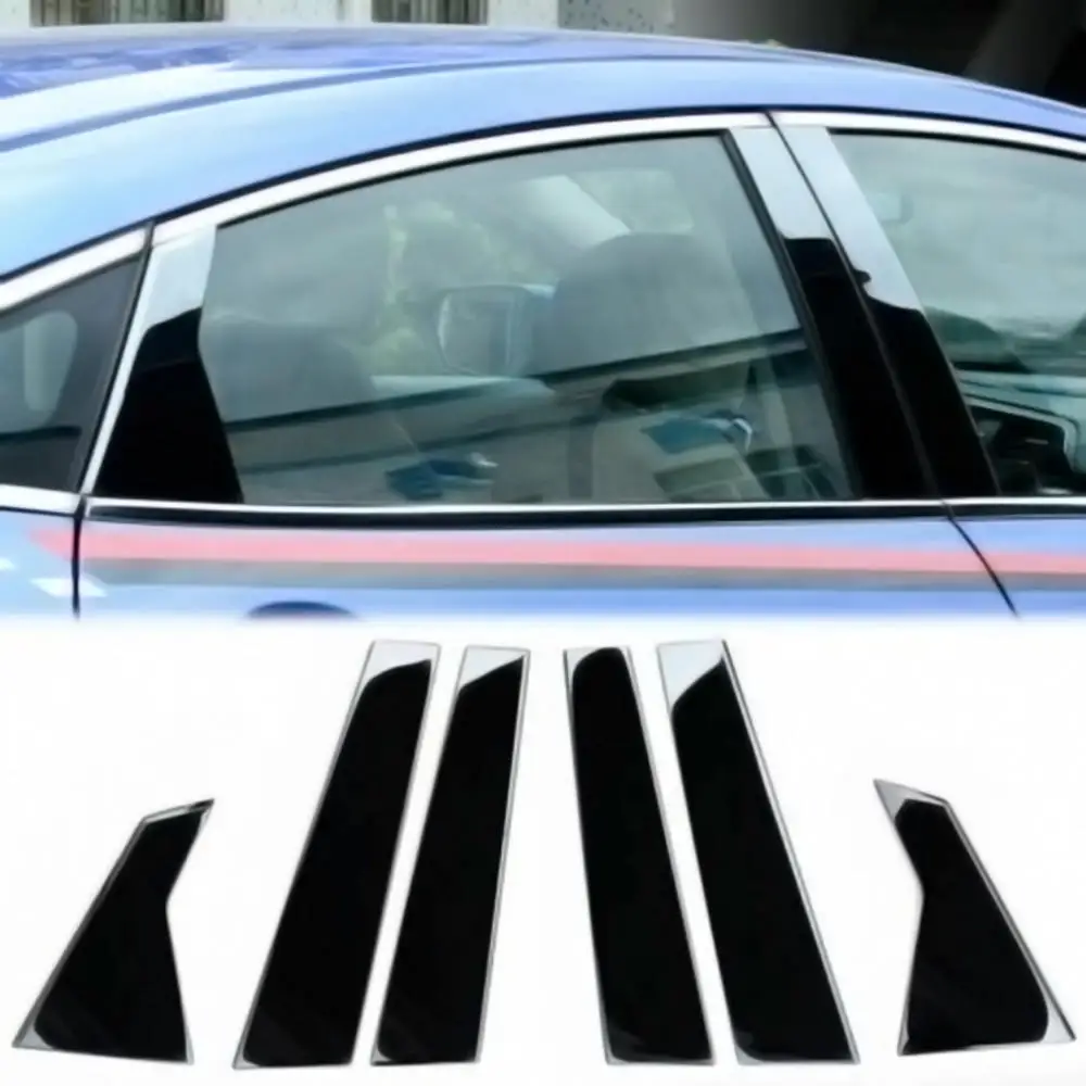 

Middle BC Column Sticker Glossy Black Pillar Posts For Honda Civic 2016-2018 6pc Set Window Trim Cover