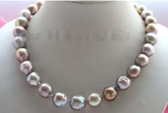

Free shipping hot sale Women Bridal Wedding Jewelry >> Genuine Natural 12.5-15mm Baroque Purple Reborn Keshi Pearl Necklace