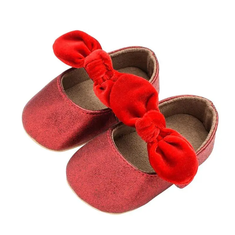 От 0 до 2 лет Детские детская обувь принцессы для маленьких девочек с цветочным принтом и бантом из искусственной кожи Мягкие Мокасины