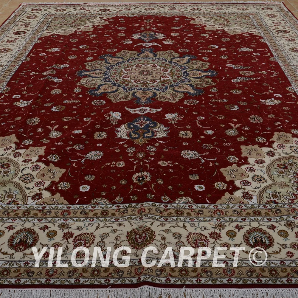 Yilong 9 'x 12' Восточная большая площадь шерстяной ковер ручной работы изысканный