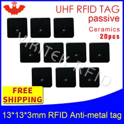 UHF RFID металлическая бирка 915 м 868 м EPC ISO18000-6C 20 шт Бесплатная доставка инструменты управления 13*13*3 мм квадратная керамика пассивные RFID метки