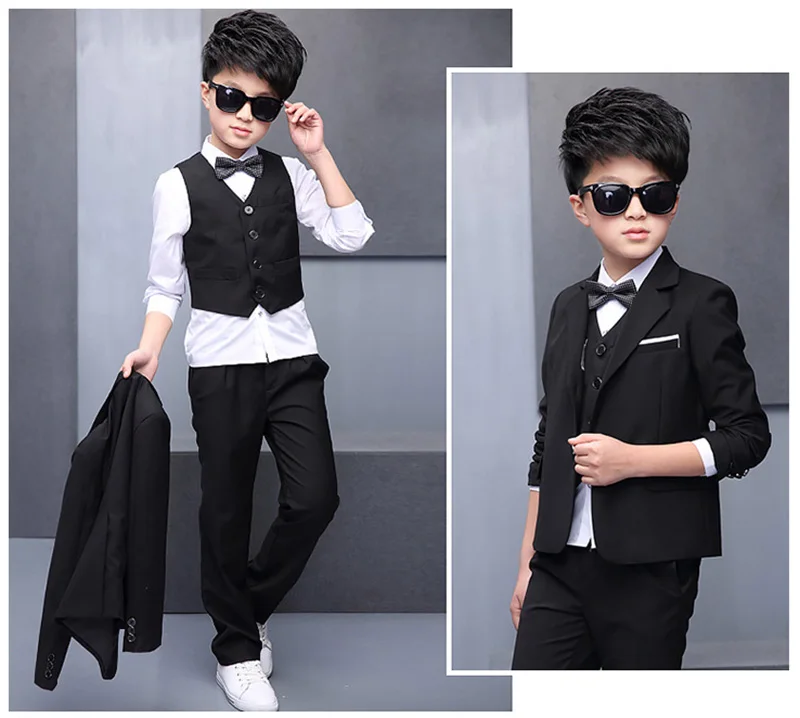  boys suits (suit+pant+vest+shirt+tie) for weddings Party Suits Blazer Costume Garcon Formal School wears 5pcsset (4)