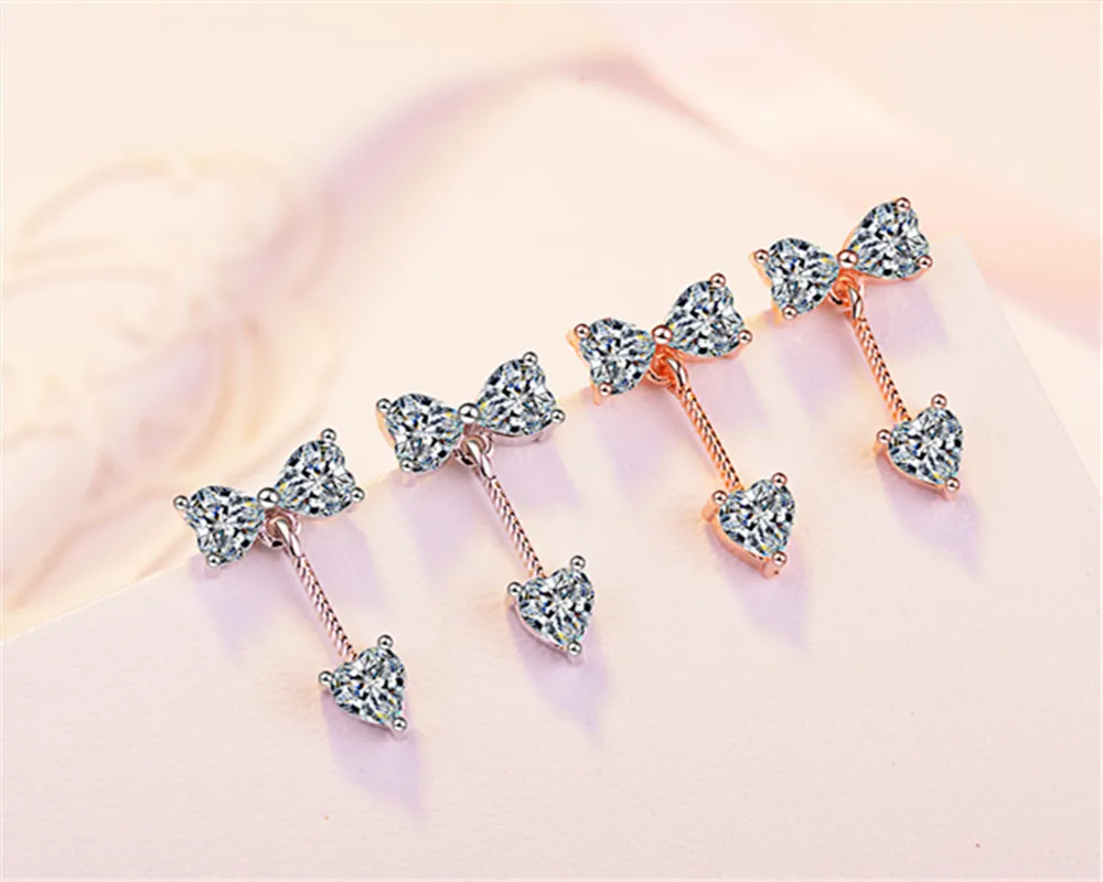 

Trendy Bow Stud Earrings White Cubic Zirconia Stud Earrings 2018 New Christmas Gifts