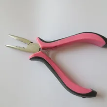 50 шт./лот розовая ручка из углеродистой стали, прямые плоскогубцы с 3 отверстия для перьев, пучков нарощенных волос зажим