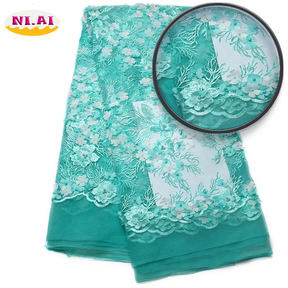 

2017 New African 3d Flower Pattern Lace Fabric Charming Tissu Material Lovely Flower French Tulle Lace For Woman Party XY768B