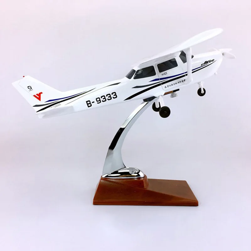 

28CM 1:60 Scale Classic ESSNA 172 SKYHAWK Model with Base and Wheels Alloy Aircraft Plane Collection Display Kids Children Gift