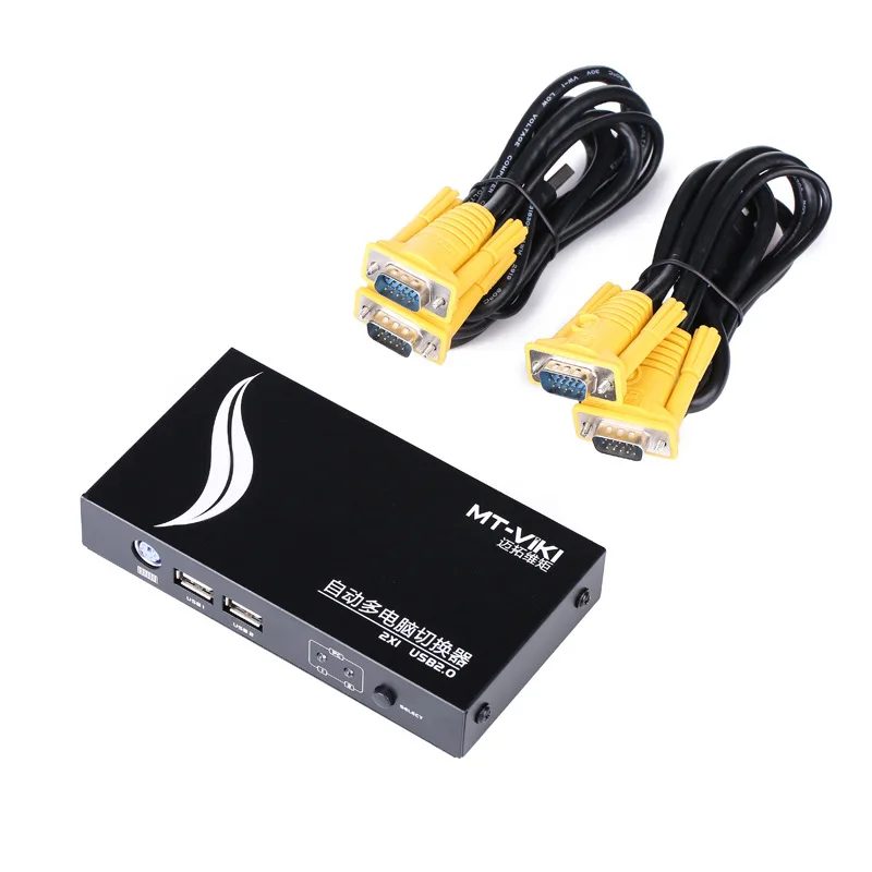 

MT-271UK-L 2 Port USB PS/2 KVM Auto Switcher, Button or Hotkey to switch PC, with cables