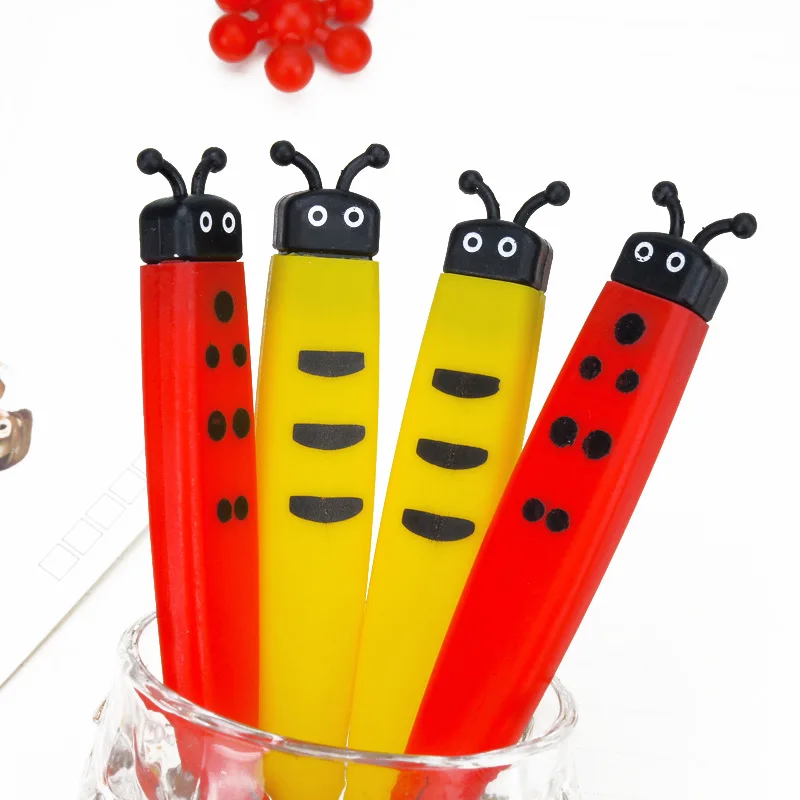 

1 PCS Student Supplies Whole Needle Water-based Pen Creative Bee Ladybug Neutral Pen Black Signature Pen