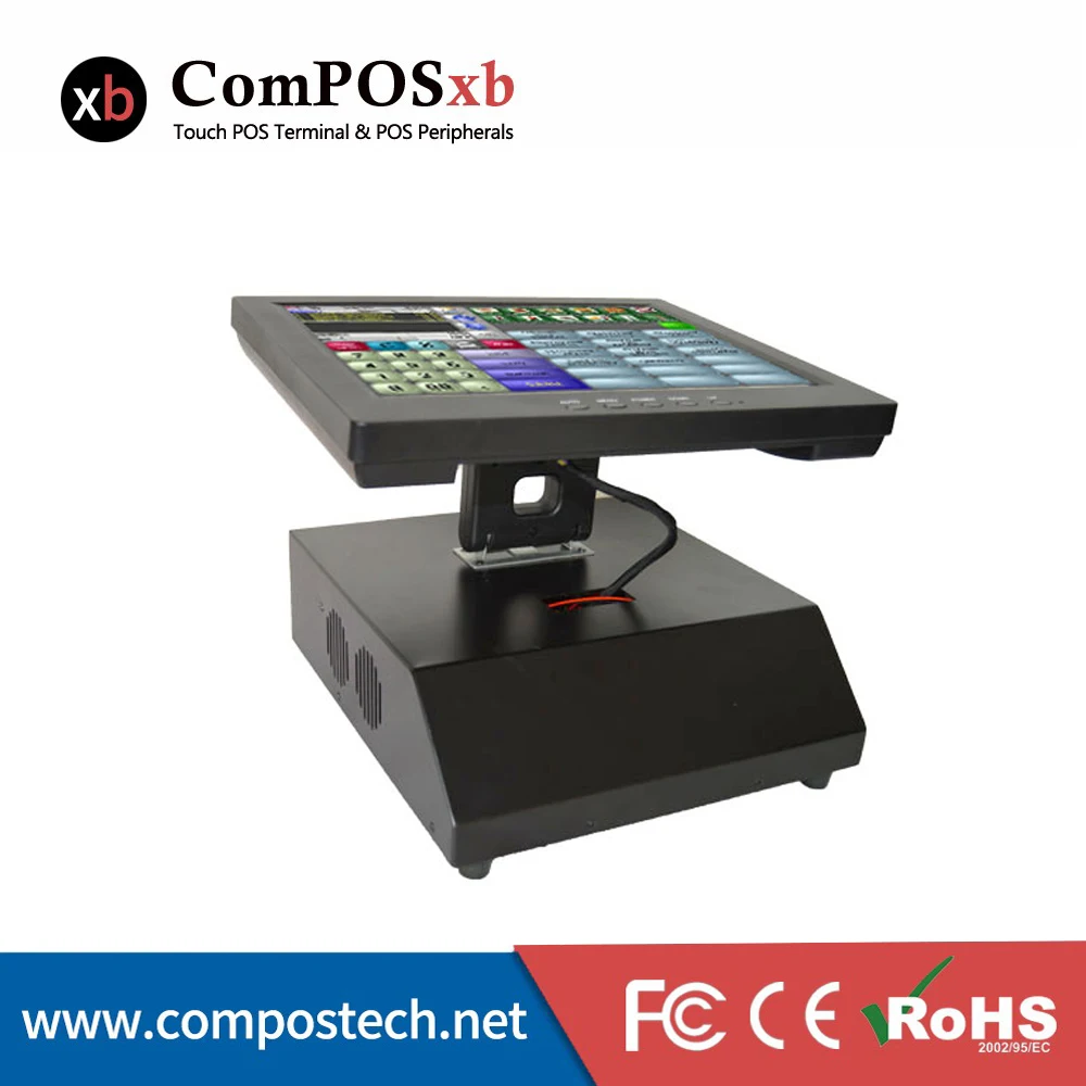 12 дюймов lcd POS PCwith 80 мм Термопринтер w/резак pos сенсорный экран